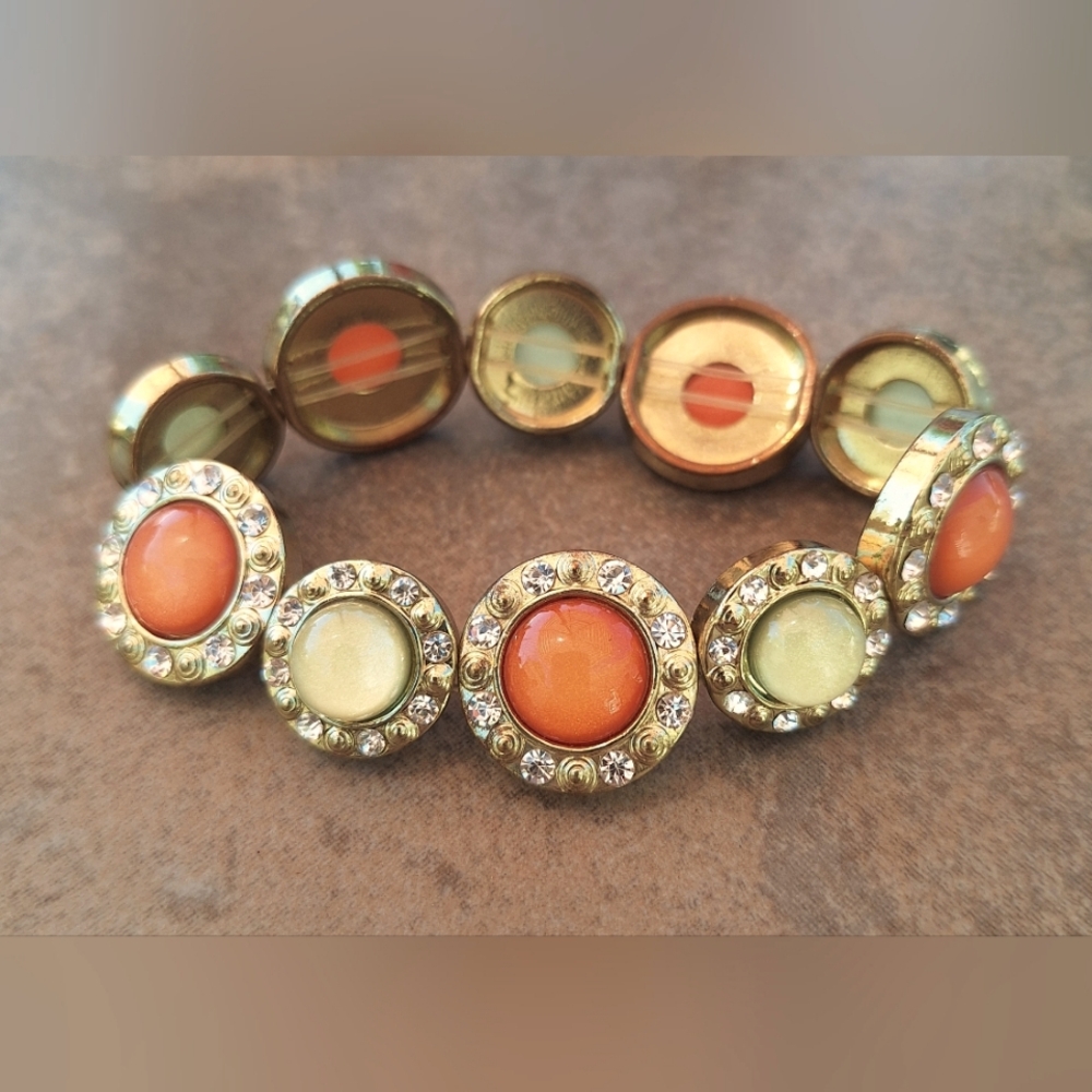 Vintage Naper Gold and Orange Bracelet Very Elegant